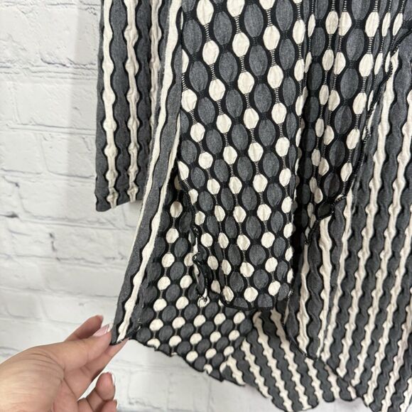 Yushi Tunic Women Large Gray Black Patchwork Knit Lagenlook Artsy Top - Picture 4 of 9